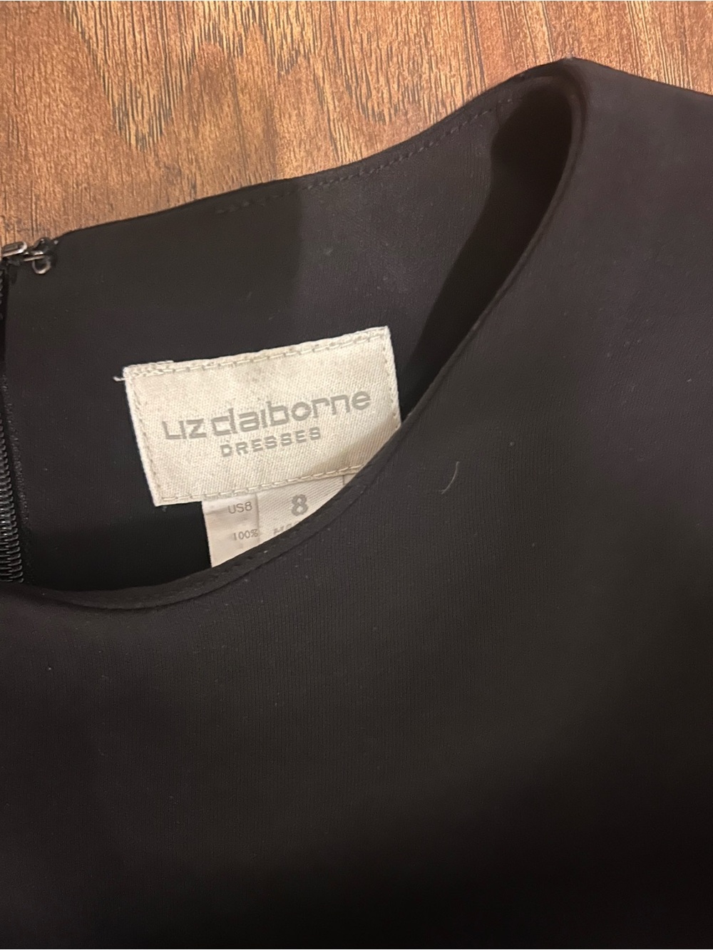 Liz Claiborne Black Short-Sleeve Midi A-Line Dress Opera Ballet LBD Formal Work - Picture 4 of 8